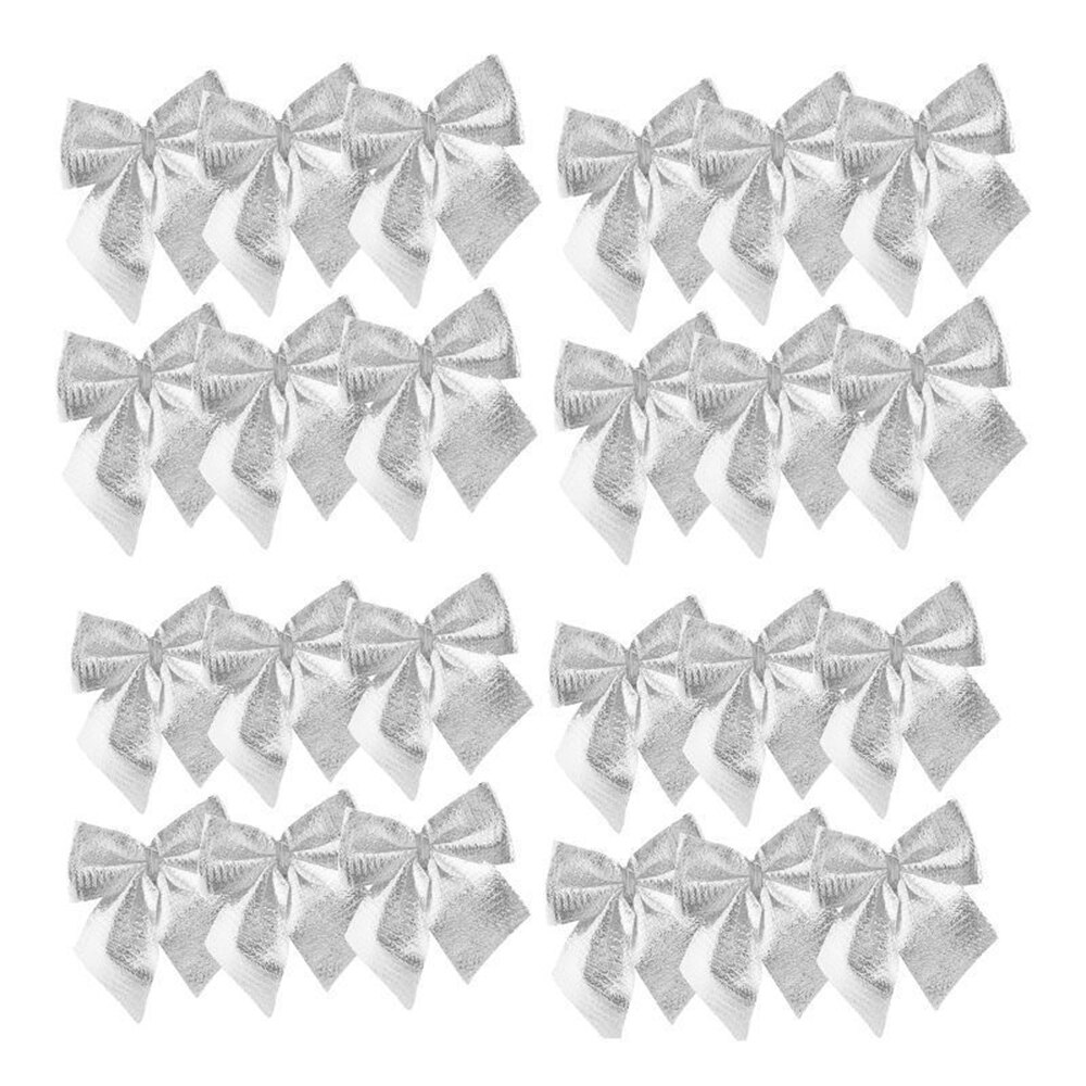 24 st märke julgran rosett dekoration grannlåt julfest underbara vackra rosetter röd silver guld bra: Silver-