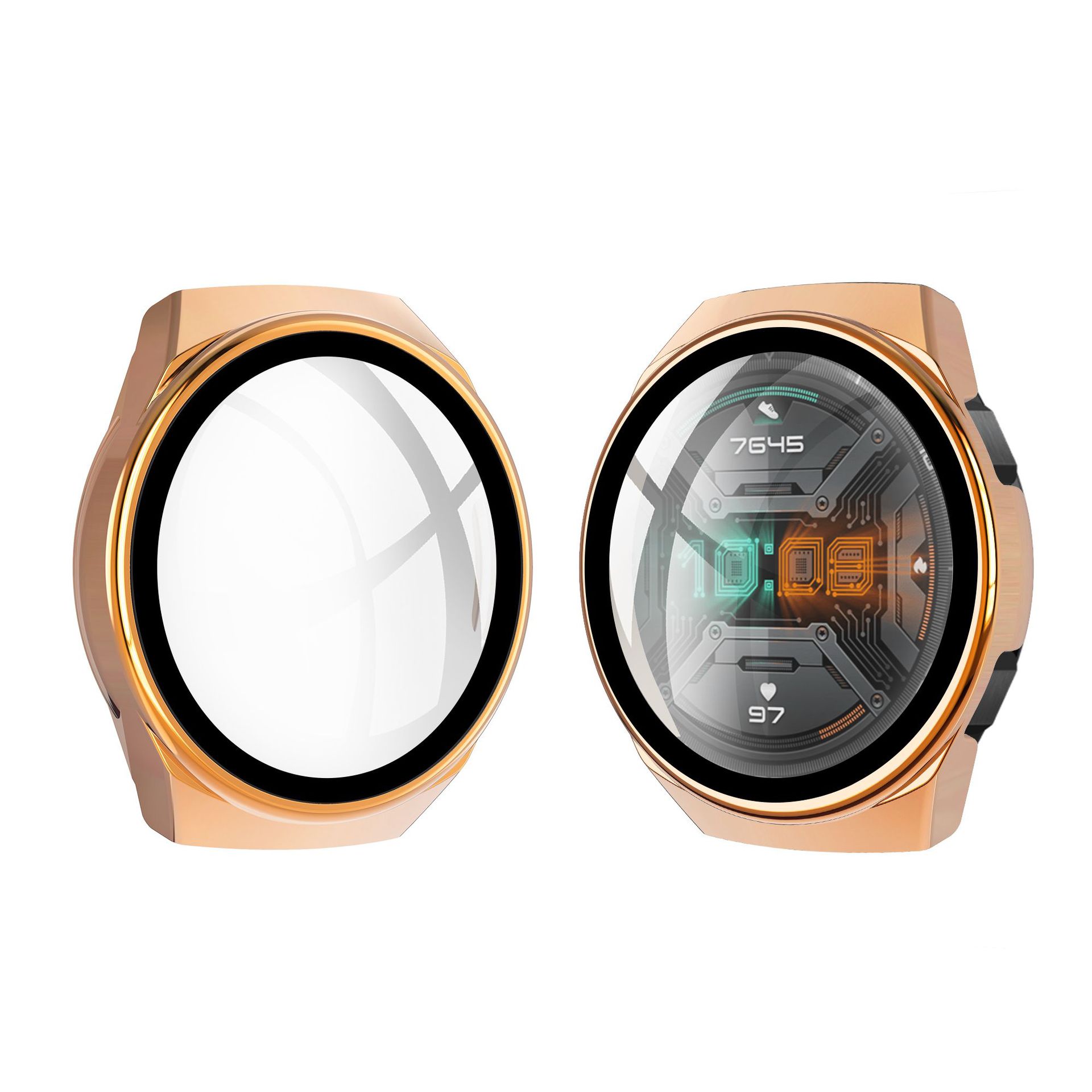 Per il caso di Huawei Orologio GT 2E GT2E GT2 GT 2 42 millimetri 46 millimetri di Copertura Completa Copertura Della Cassa Del Respingente con temperato Protezione Dello Schermo di Vetro: Oro rosa / Huawei GT 2 46MM