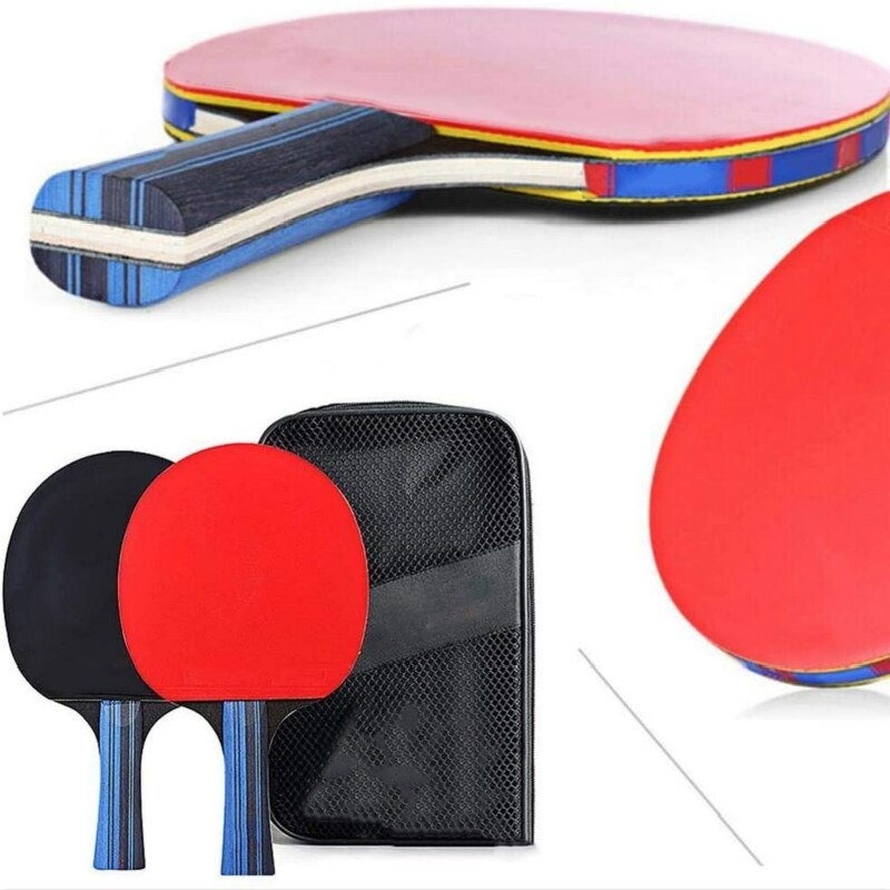 2 st pingis pingis racket racket paddel gummi lång kort handtag med 1 bärväska