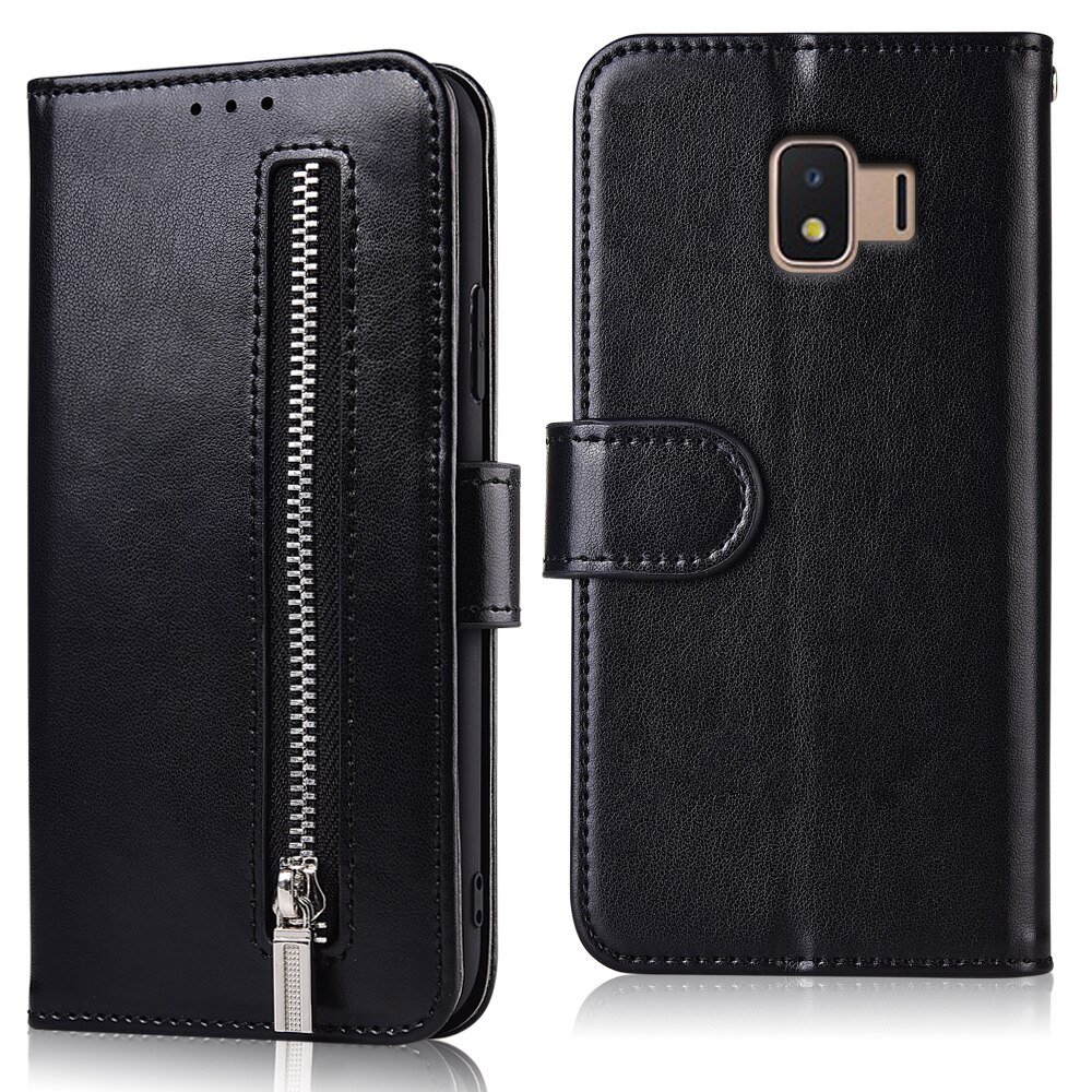 For On Samsung Galaxy J2 Core J260 J260F SM-J260F Case Zipper Flip Wallet Leather Case For Samsung J2 Core J260 J 260 Cover: 61zipper--Black