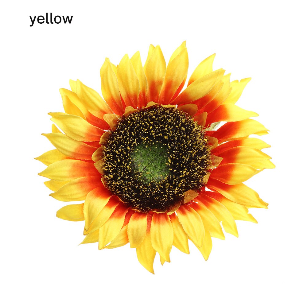 Cabeza de flores artificiales, girasol grande de seda hecho a mano para decoración de cajas de boda, guirnalda DIY, flores de floristería decorativa: Amarillo