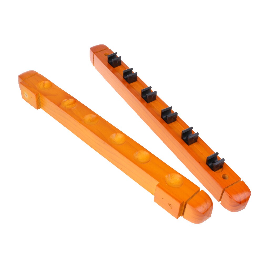 Wooden Billiards Snooker Pool Cue Wall Rack Stick Holder Can Hold 6 Cues