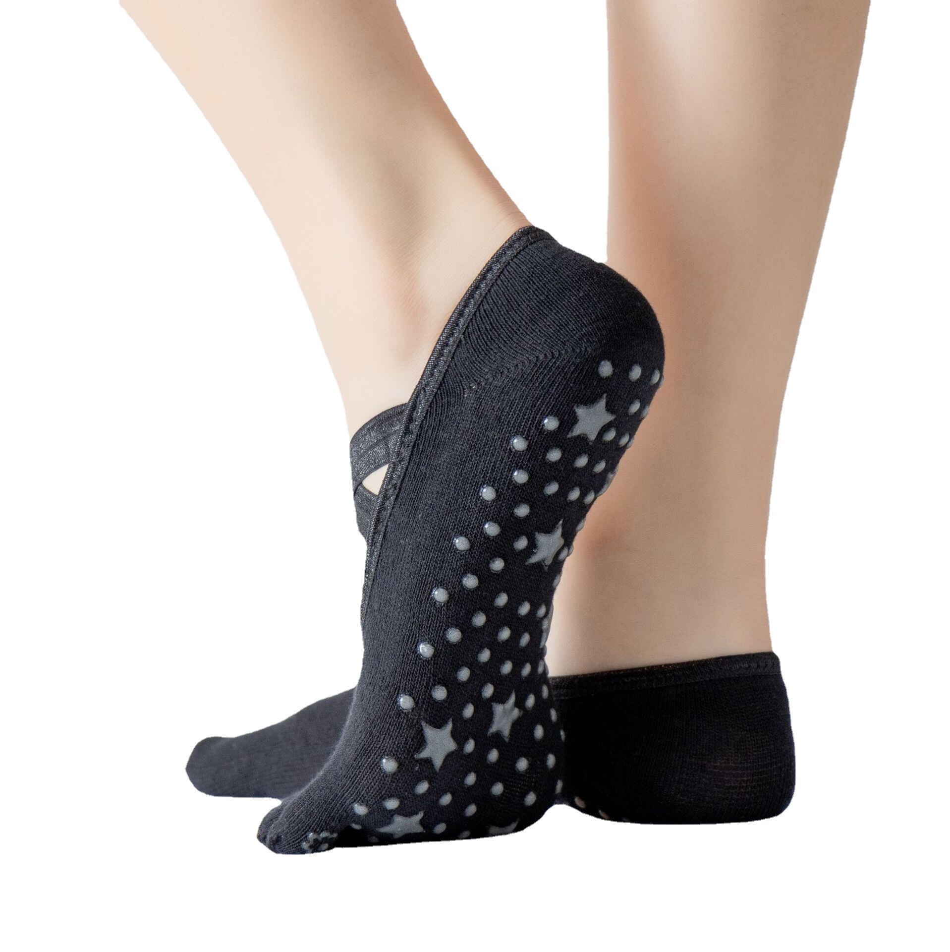 Lace Up Vijf Tenen Yoga Sokken Antislip Star Lijm Dot Grensoverschrijdende Pilates Sokken Vrouwen Katoen Ademende Sokken