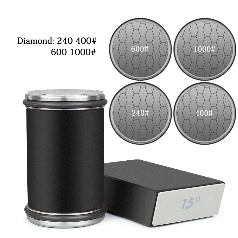 Rolling Knife Sharpener Magnetic Knife Holder Diamond Sharpening Stone Kit with 15 and 20 Degrees Angle Roller Kitchen Accessory: VIOLET/紫罗兰