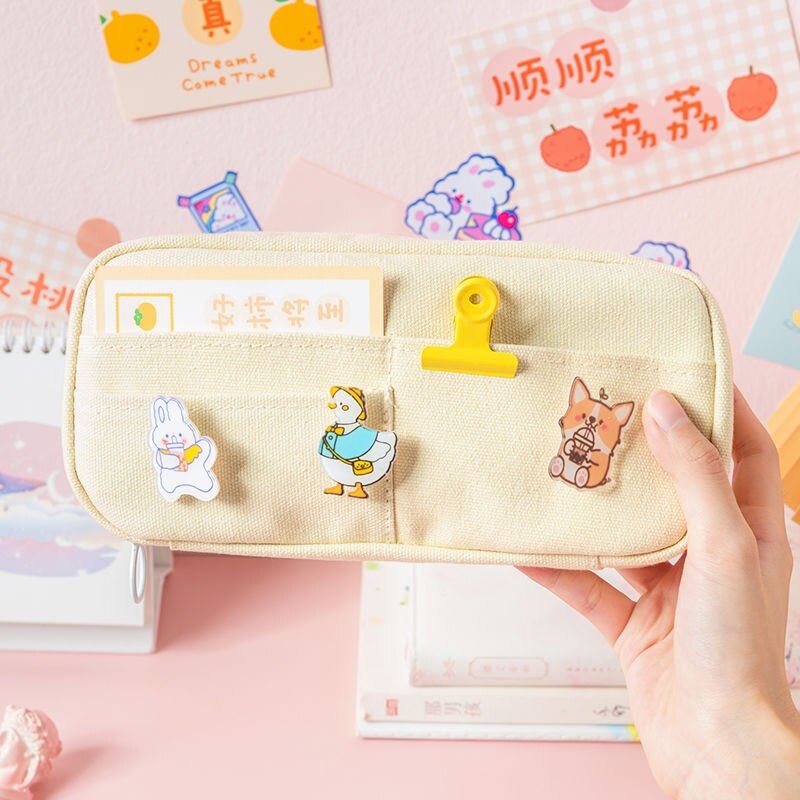 Estojo escolar de 3 camadas para meninos e meninas, material escolar de papelaria: C