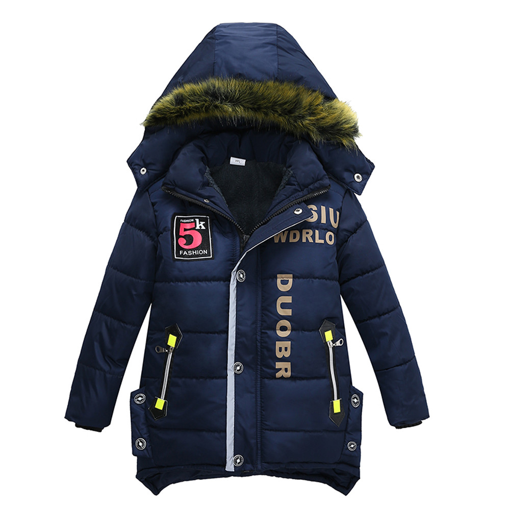 Coat Children Winter Jacket Coat Boy Jacket Warm Hooded Kids Clothes children winter coat qaulity manteau enfant garcon: Dark Blue / 5