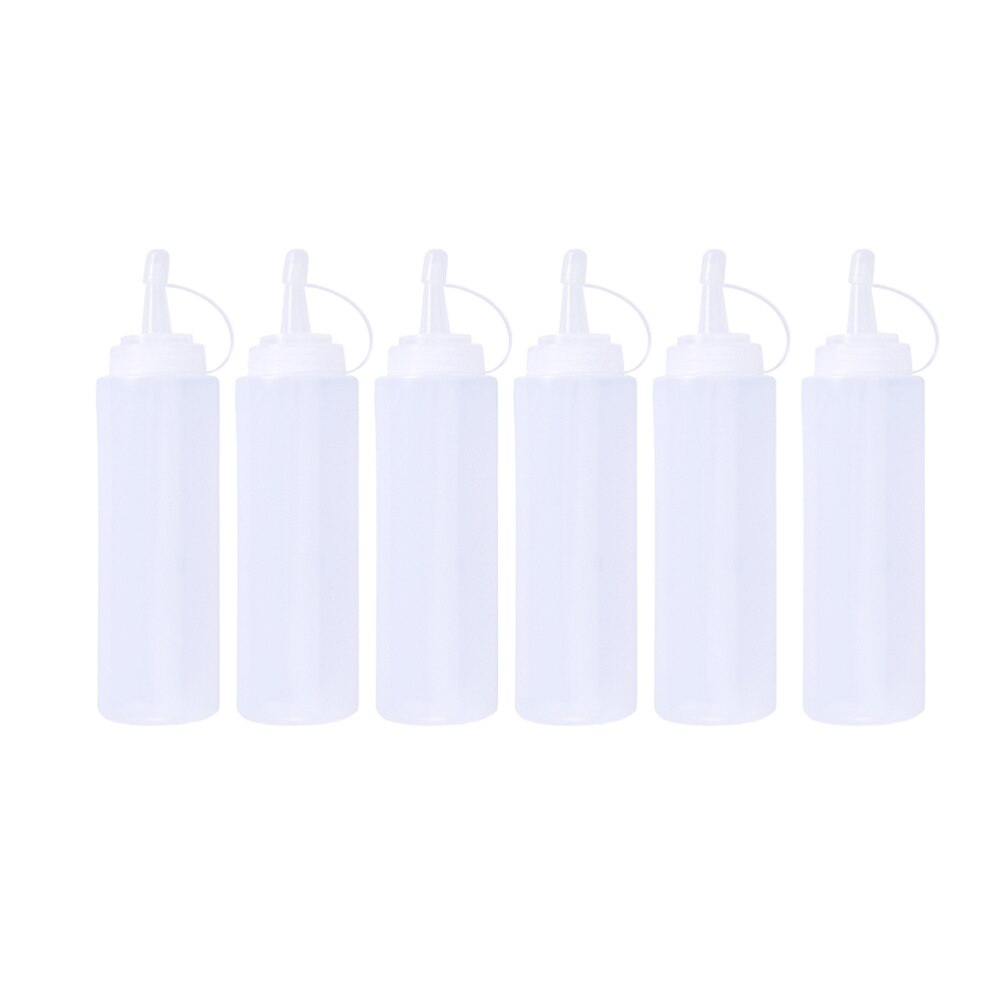 6pcs 200ml 8oz Plastic Squeeze Bottles Squirt Condiment Bottles With Twist On Cap Lids Oil Dispensers For Ketchup Mustard Sauces