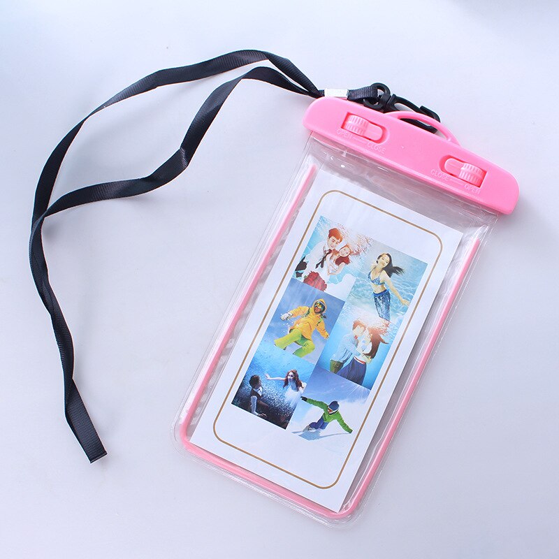 Summer Luminous Waterproof Pouch Swimming Gadget Beach Dry Bag Phone Case Cover Camping Skiing Holder For Cell Phone 3.5-6Inch: Pink