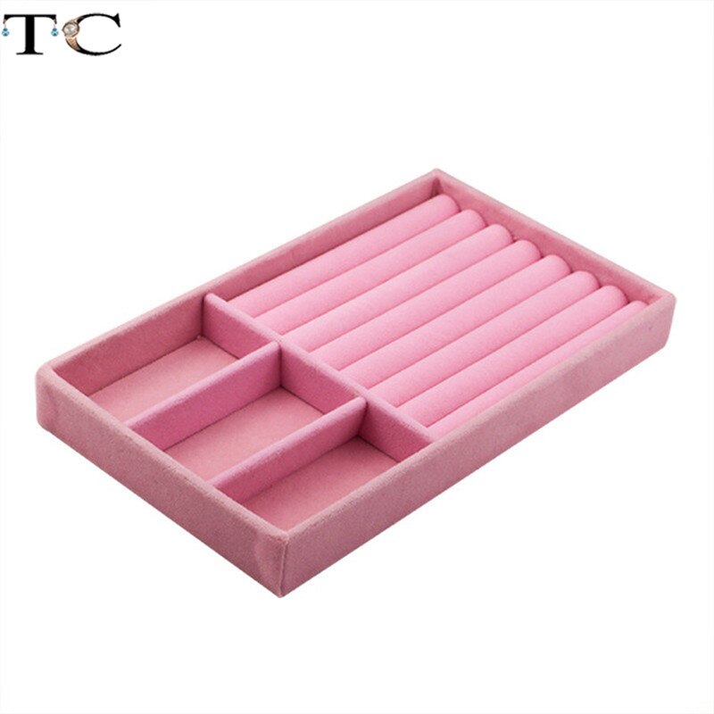 Necklace Display Tray Jewelry Display Tray Ring Holder Showing Case Jewellry Storage Container Earring Bracelet Box: Pink Ring Tray