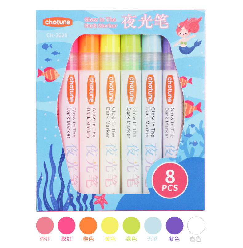 8 Farben fluor zierende Stifte Text marker bunte Farbe Stift leuchten im Dunkeln hell diy leuchtenden Markierung stift Bastel stift zum Zeichnen: Default Title