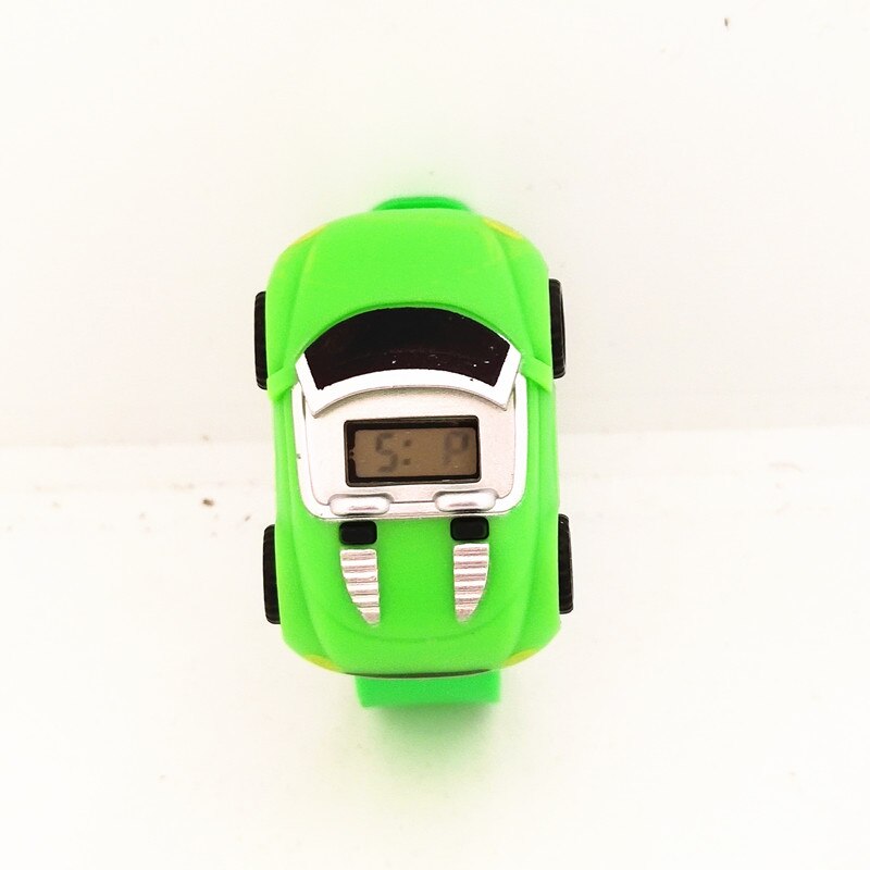 Reloj con pantalla LED para niños, juguete desmontable de coche de dibujos animados, pulsera Digital de de Navidad para niños y niñas: green
