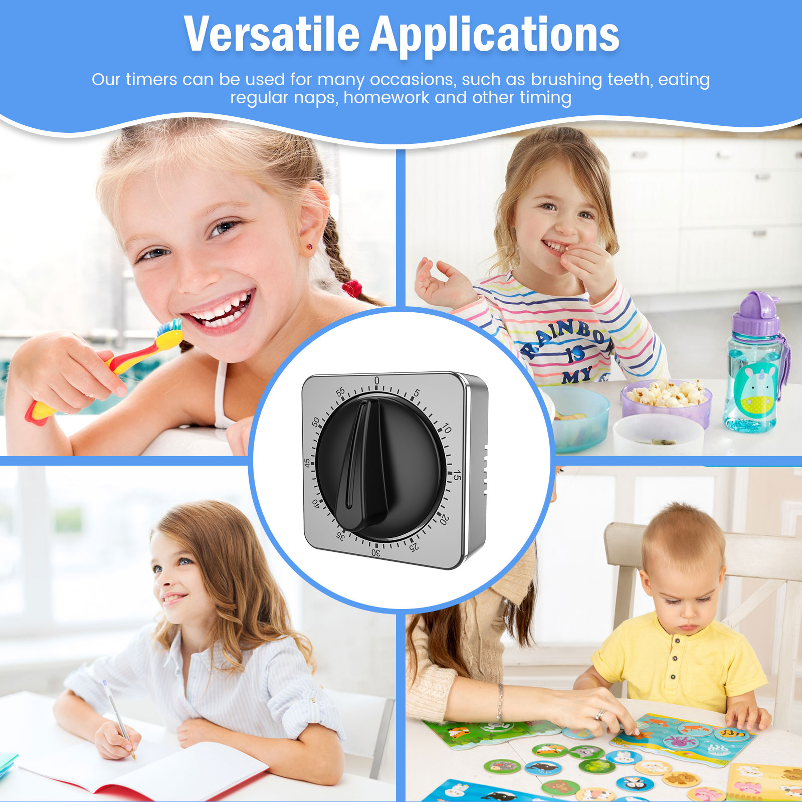 60Mins Magnetic Timer Manual Countdown Kitchen Timer for Baking Cooking Kid Study Fitness Yoga Training Timer Sleep Alarm Clock