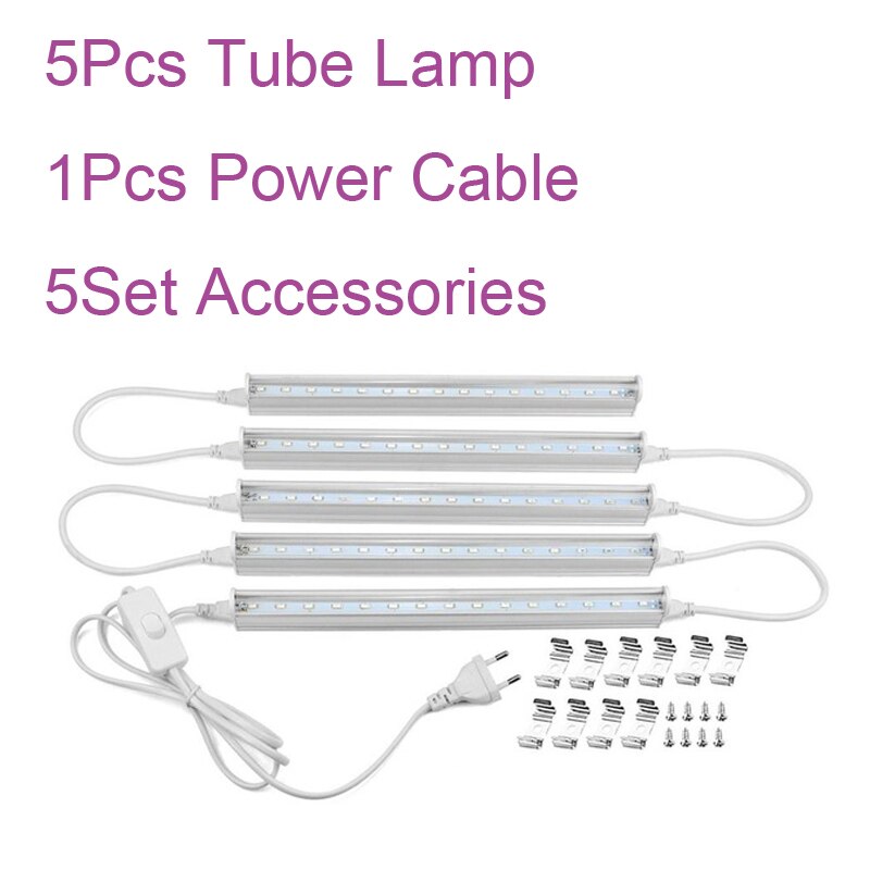 Fitolamp barre de LED bande rigide LED cultiver plante lumière de croissance T5 Tube pour Aquarium serre hydroponique grosebox Phyto plantes d'intérieur: 5pcs 2835 / US Plug