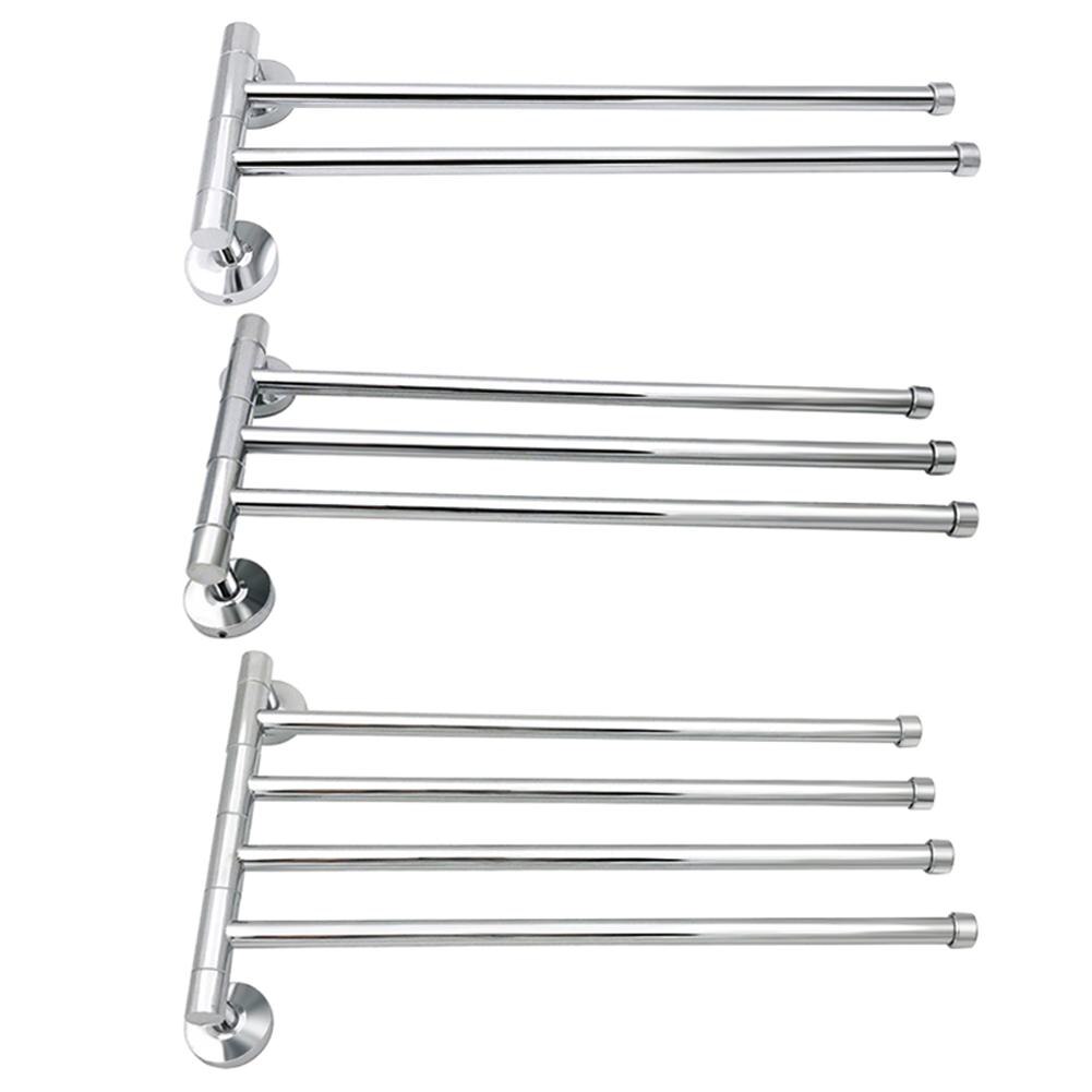 Baderomshåndklestativ roterende håndkleholder veggmontert håndkle i rustfritt stål svingbart stativ 2/3/4 bars baderomshåndklehylle
