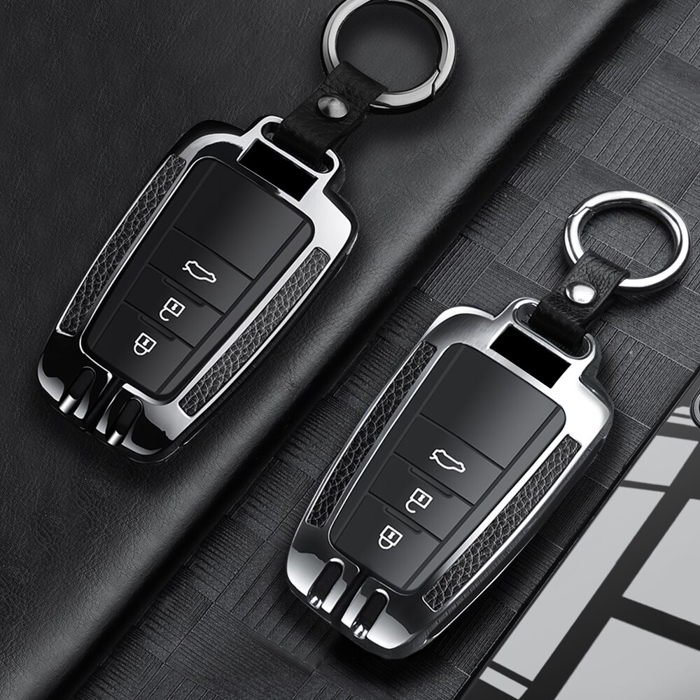 3 Knoppen Zinklegering Afstandsbediening Auto Sleutelhanger Key Cover Case Voor Toyota Camry Chr Prius Corolla RAV4 Prado Auto Accessoires