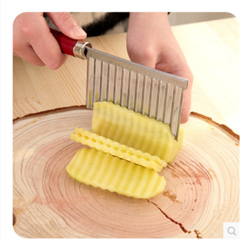 Stainless Steel Kitchen Gadgets Potato Chips Making Peeler Cutter Fruit Vegetable Knives Potato Wavy Cutter Kitchen Accessories