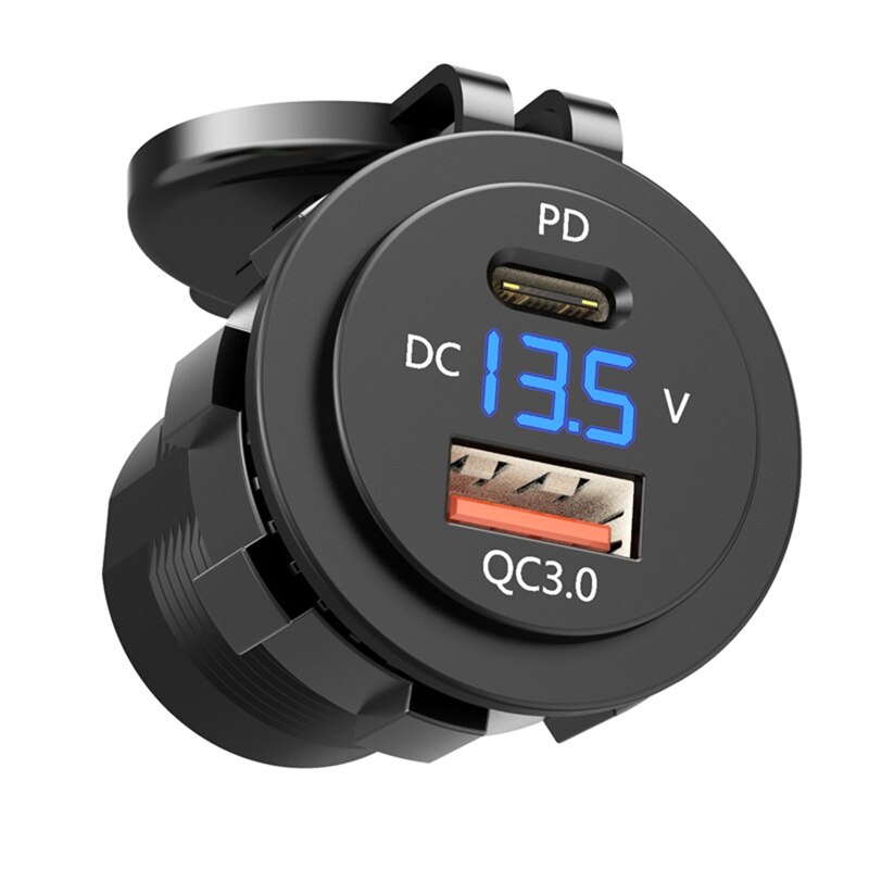 IP66 Water Proof 12V Dc Power Levering QC3.0 Dual Type-C 5V 3A Usb Motorfiets Sigarettenaansteker socket Lader Connector