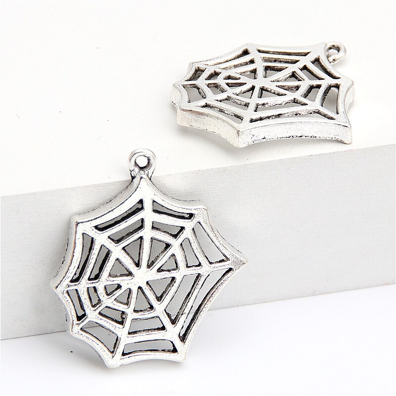 30 stücke Silber Farbe Spinne Netz Charme Halloween Für Diy Schmuck Machen A2941