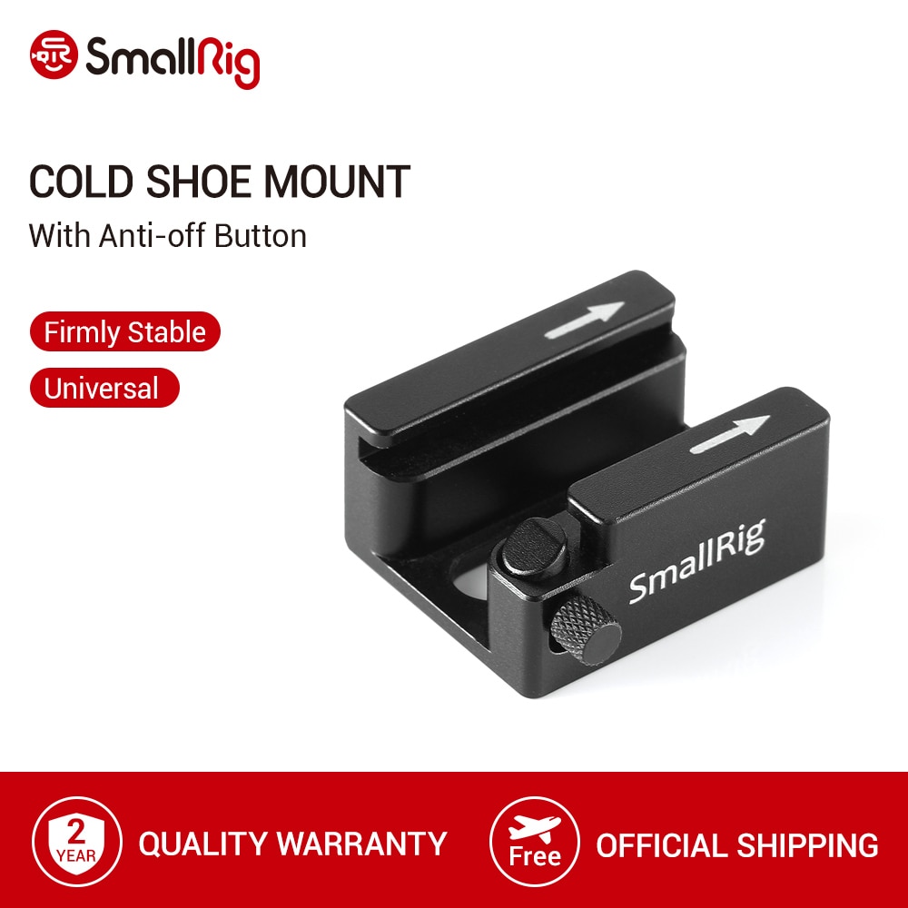 Smallrig Koude Schoen Mount Adapter Met Anti-Off Knop Voor Camera Kooi/Monitor/Handvat/Plaat Met 1/4 "-20 Schroefdraad Gaten-2260