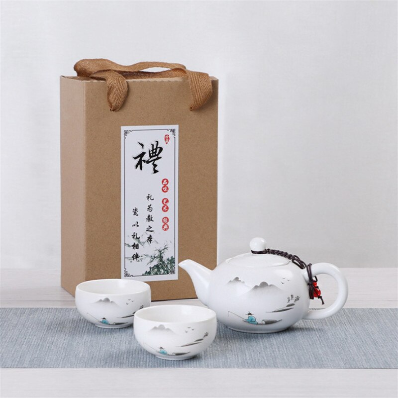 Juego de té portátil de viaje de estilo chino, 1 tetera/4 tazas, tetera de cerámica, tetera de , tetera de kungfú Teaware: A