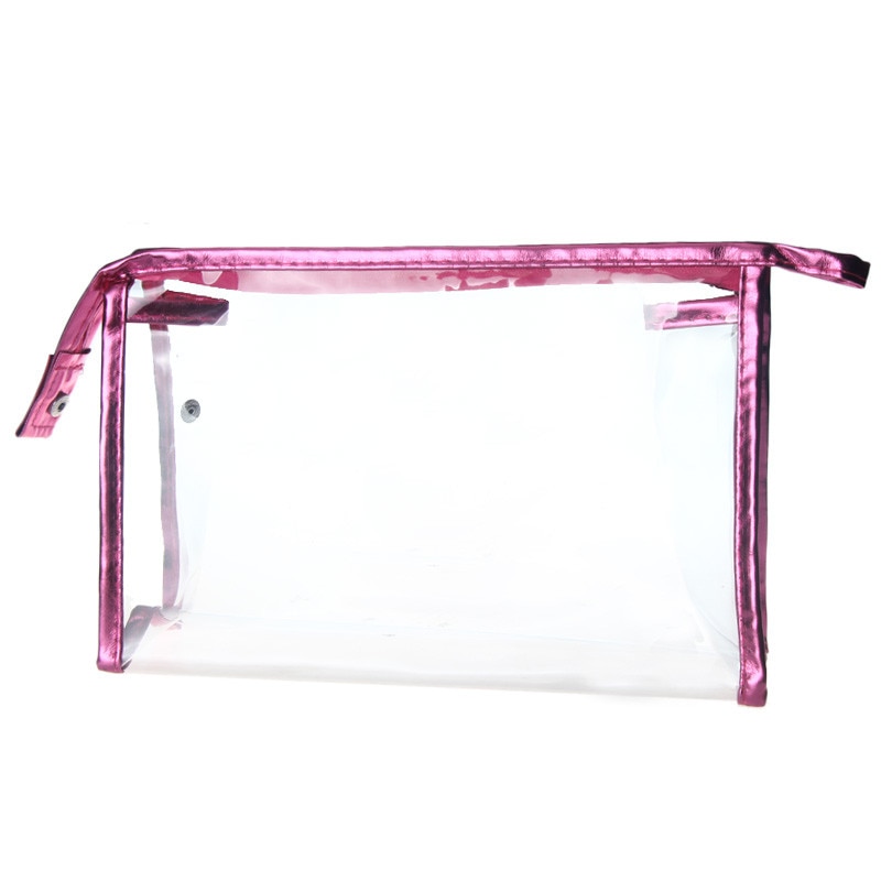 1PC Women Transparent Waterproof Makeup Bags Cosmetic Bag Travel Makeup Case Women Zipper Make Up Bath Organizer Storage #L5: Hot Pink