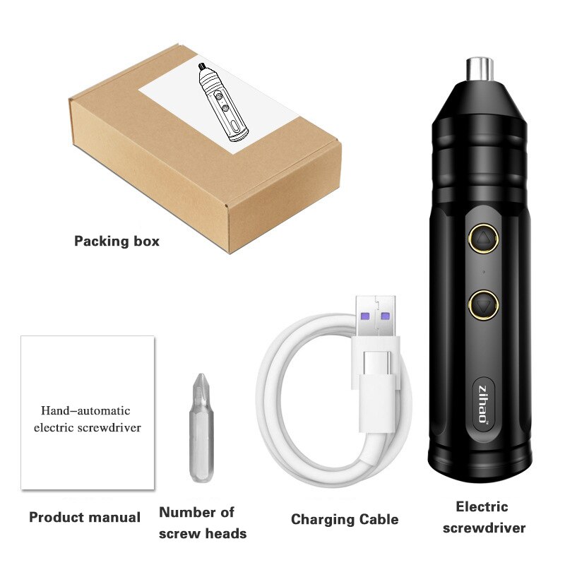 Portable Electric Screwdriver Cordless Electric Drill Brushless Impact drill Electric Hammer USB Charging home Repair Set Tool: As shown-6
