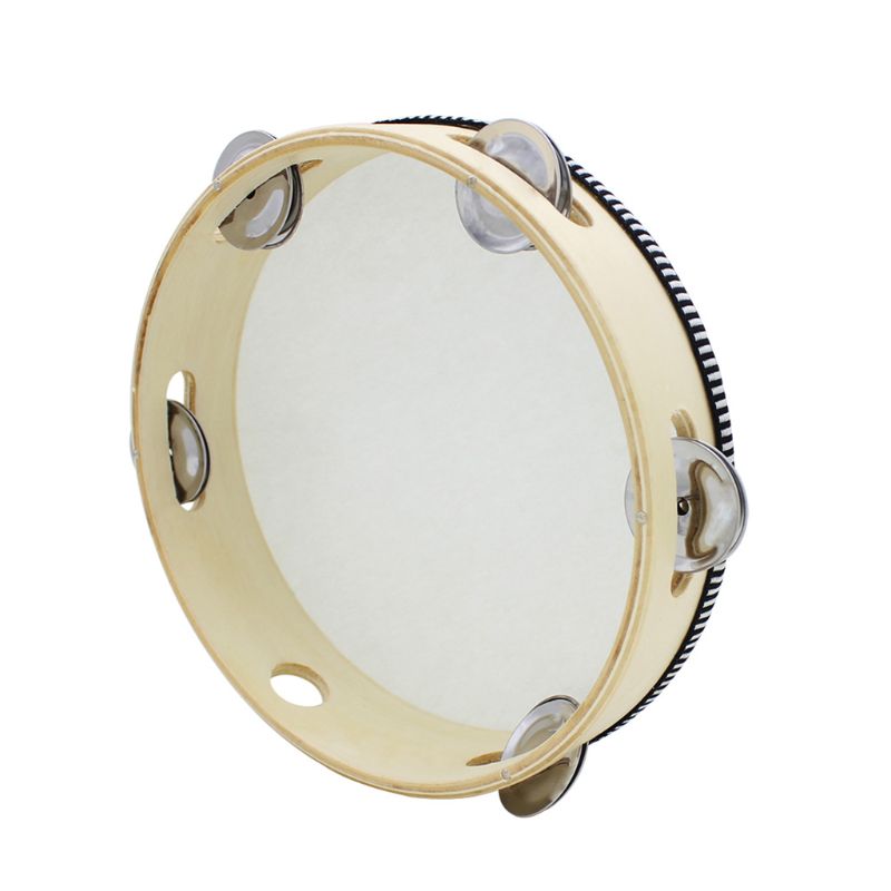 8 "Tambor de pandereta de mano campana de abedul cascabeles de Metal percusión Musical 27RD