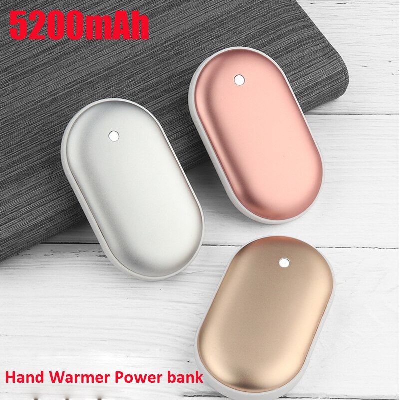 5200Mah Mini Power Bank Usb Oplaadbare Handwarmer Winter Double-Side Verwarming Pocket Powerbank Voor Xiaomi Iphone Samsung