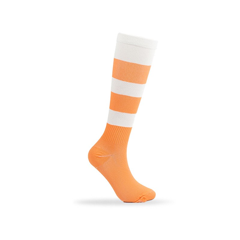 5 Pairs/Lot Adult Non-slip Knee-high Football Soccer Socks Striped Long Compression Socks Sports Cycling Socks for Men Women: Orange / S/M