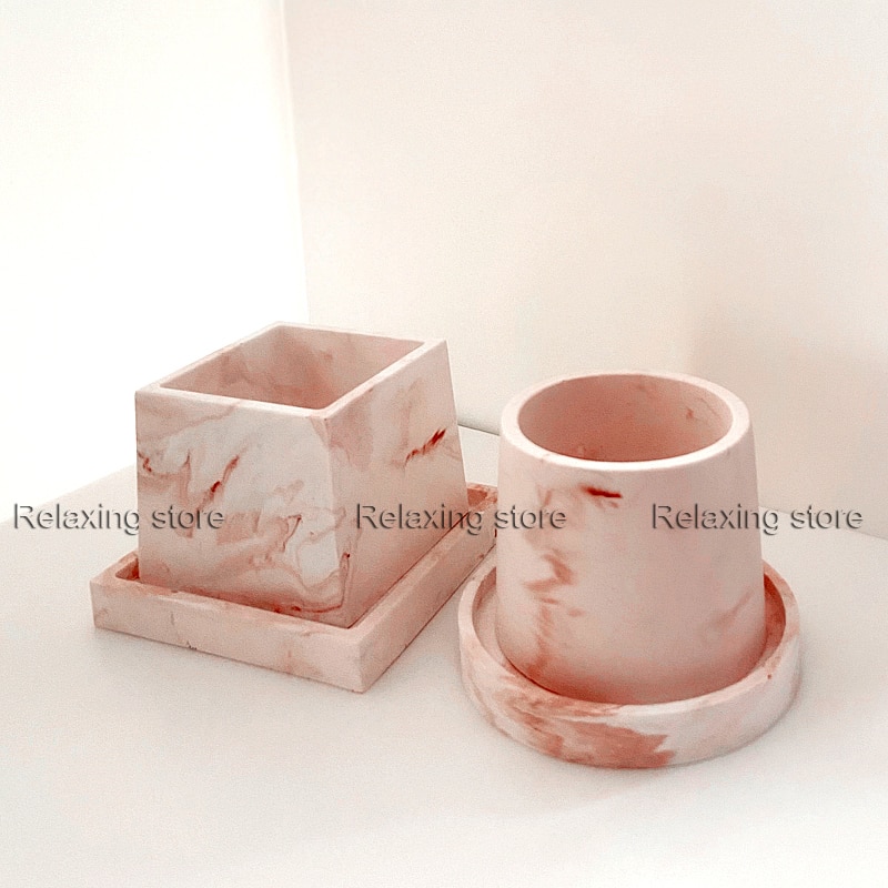 Round Square Flower Pot Concrete Planter Molds DIY Plaster Home Decor Succulent Plants Cement Clay Crafts Silicone Mould