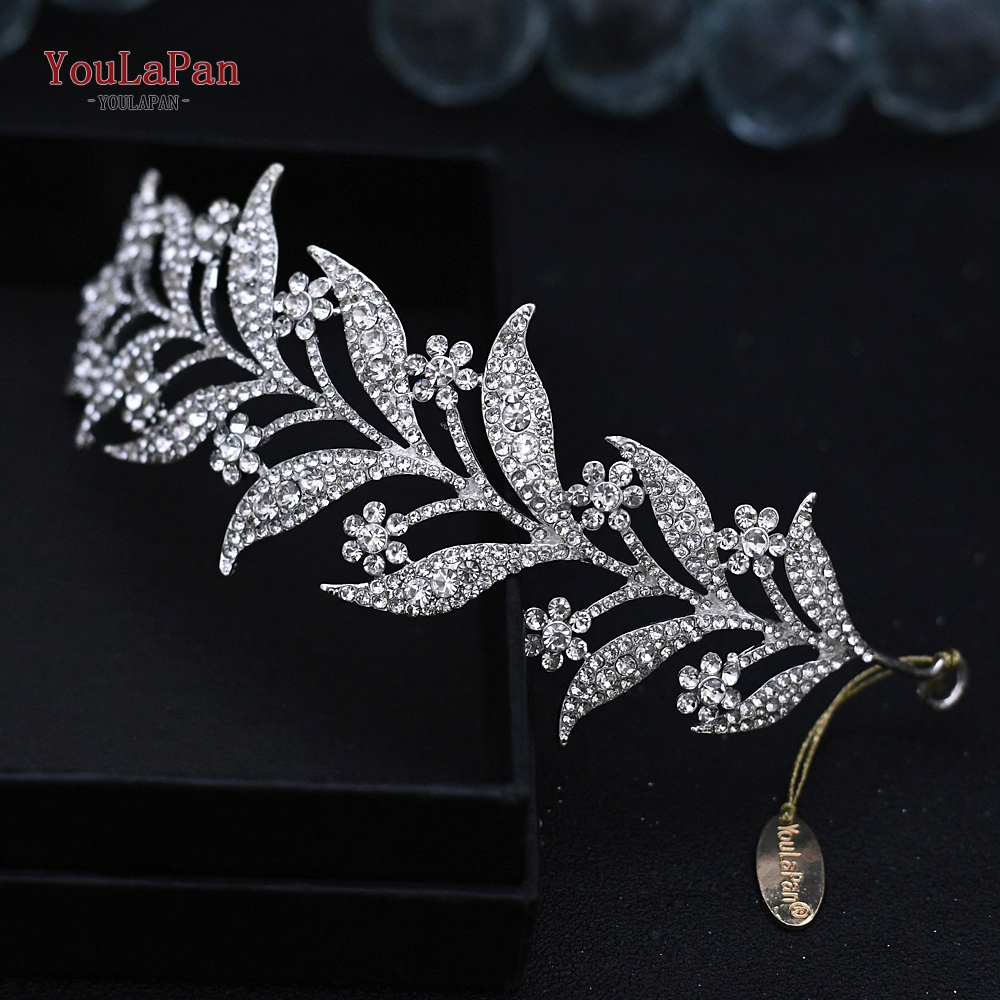 Topqueen-acessórios de cabelo hp301, estilo indiano, para noivado, fabricado em liga de flores, coroa e tiaras, prata, para casamento: HP326-Silver