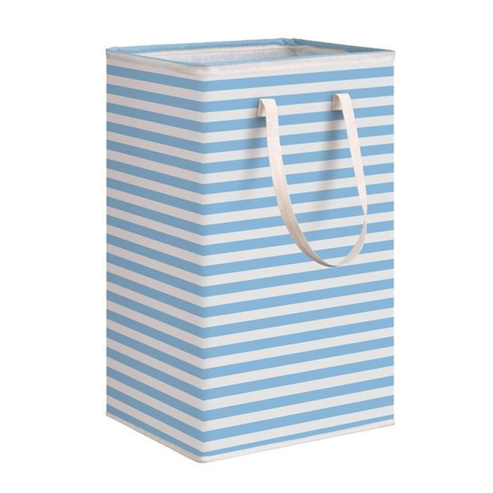 Newest Freestanding Laundry Hamper Horizontal Stripe Printing with Side Handles Clothes Storage: Blue