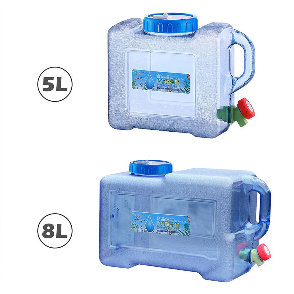 5/8L Car Portable Handheld Water Container PC Outdoor Self-Driving Tour With Faucet Camping Square Barrel Plastic Storage Bucket