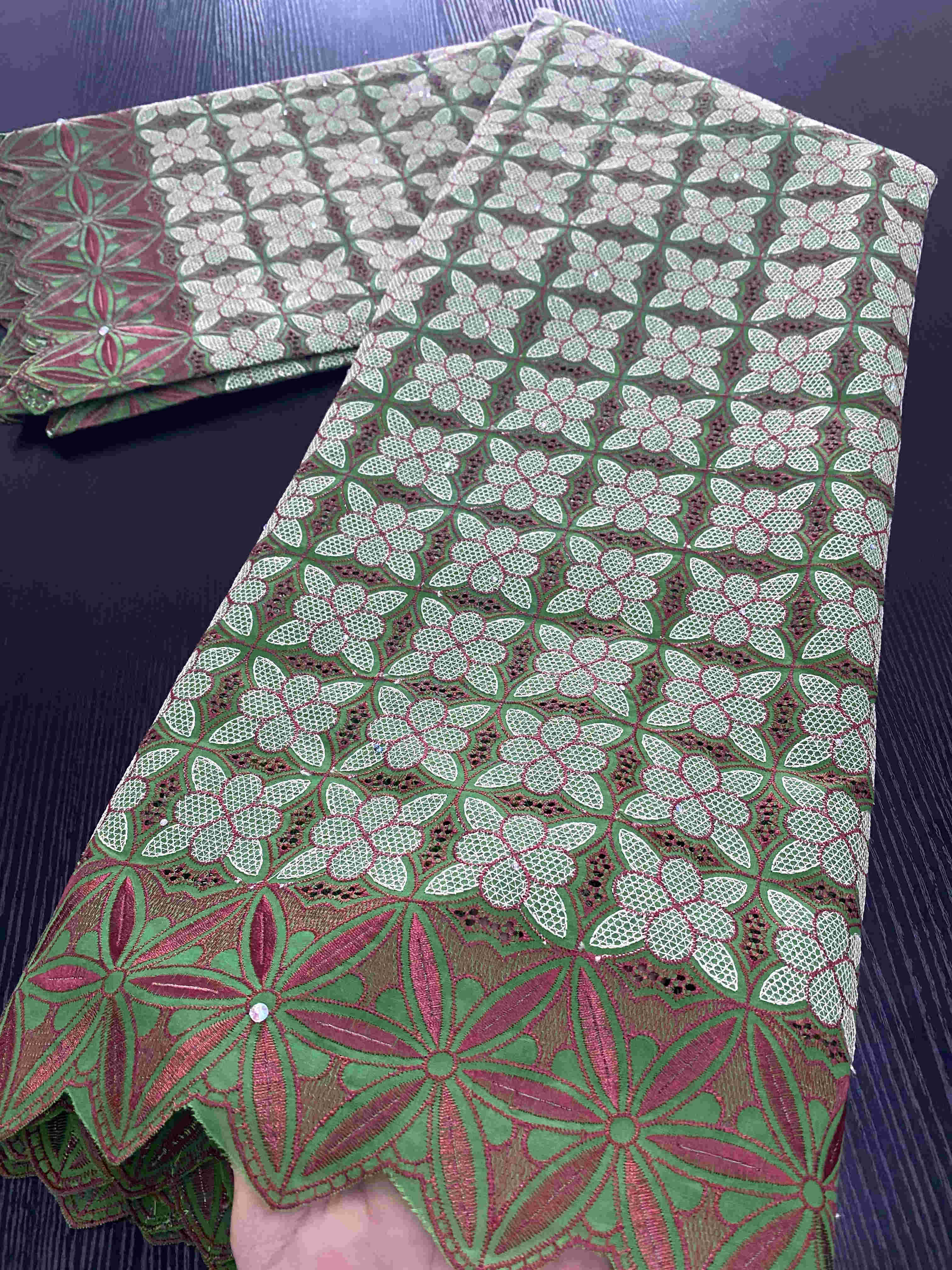 Nigerian African Dry Cotton Lace Fabrics Lace Swiss Voile Lace Punch Cotton For Wedding Dress Sewing YA3425B-3: Picture 2