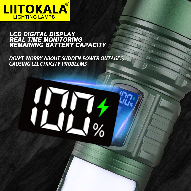 Liitokala lf -703 700lm 500m- strålet lommelygte, ipx 5 vandtæt, type-c campinglampe , 6 tilstande til vandreture, nødsituationer og overlevelsesudstyr