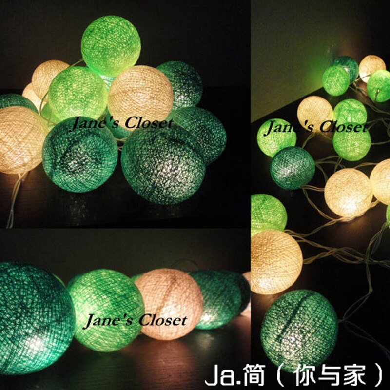 2.5 m Groen + Wit String Katoen Ballen Verlichting Thuis Feestdagen Decoraties Bruiloft Huis Feestelijke Party Decor Lights