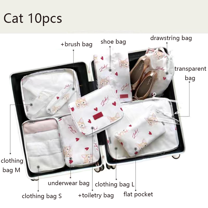 6 Stuks Koffer Organizer Verpakking Kubussen Reizen Kit Accessoires Bagage Opbergzakken Schoenkleding Organizer Toilettas Mannen Vrouwen: Licht Geel
