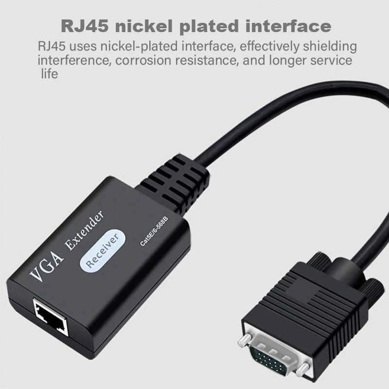 60M Vga Extender Over Ethernet Cat6/5 Kabel 30M Vga Naar RJ45 Extender Ontvanger Sender Adapter 1080P Voor Dvr Monitor Hdtv