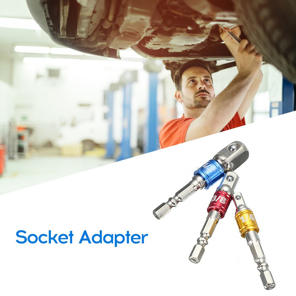 3Pcs/Set Hex Drill Bit Socket Adapter Drive Electric Impact Driver 3 Size Socket Adapter