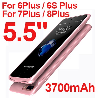 2500 /3700 batterijhoesje voor iphone 8 7 6 6s plus back-upladerhoesje powerbank batterij oplaadhoesje voor iphone 6 6 s 7 8: Rooskleurig 6 6s 7 8 plus