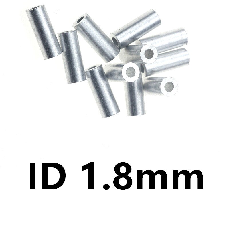 Krymphylsor i aluminium 100 st/lot enkel rund fiskelina krymptråd tillbehör för krympning 0.8-1.8mm: Id 1.8mm x 8mm