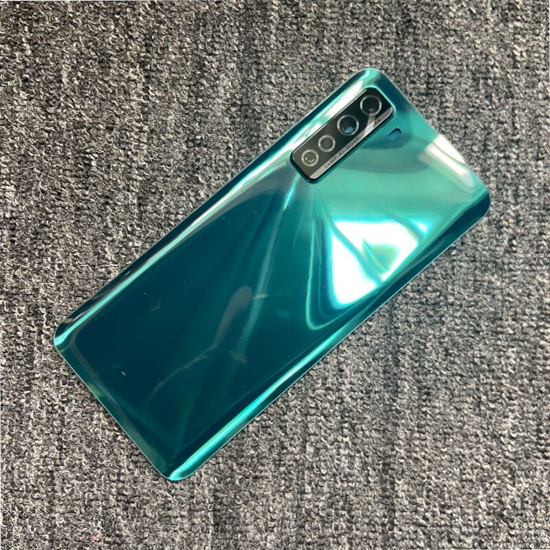 For Huawei P40 Lite 5G Back Battery Cover Back Door Housing Cover Case Glass With Camera Len for Huawei Nova 7 SE: with lens green