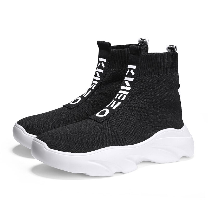 Schoenen Voor Mannen Sneakers Casual Mannen Sok Schoenen Ademend Tenis Masculino Adulto Hoge Top Man Trainers Zapatos Hombre Sapatos: WHITE / 39