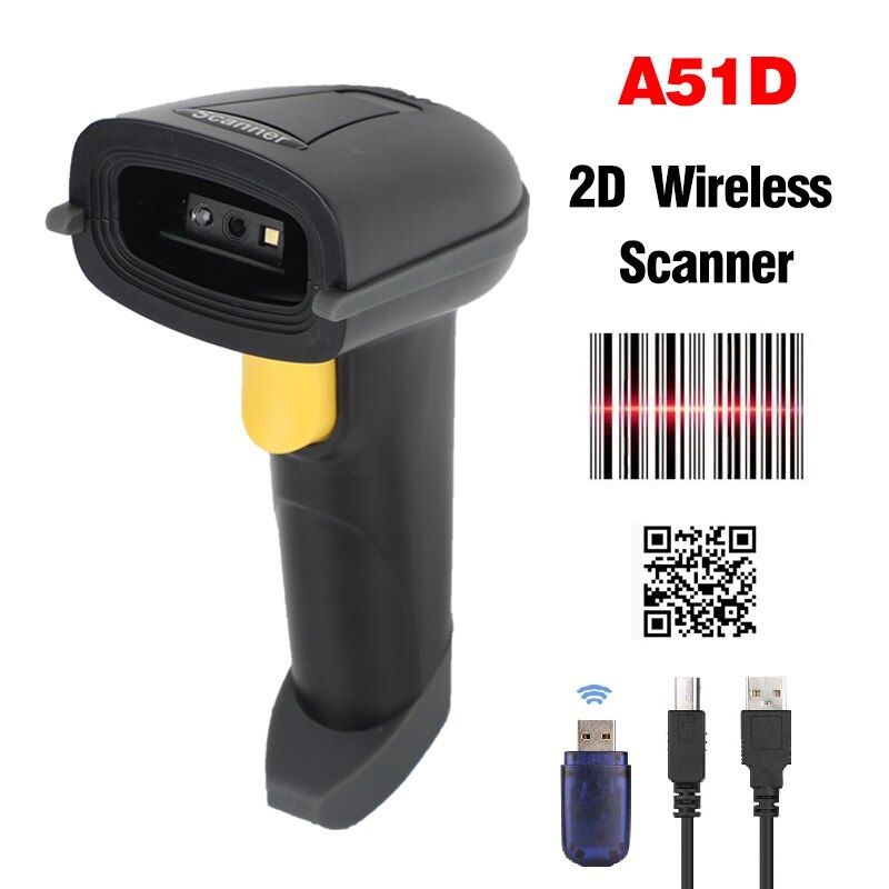 Handheld Wireless 1D 2D Barcode Scanner QR Bar Code Reader Bluetooth-compatible 2.4G USB Wired Scan with Stand For IOS Android: 2D Wireless