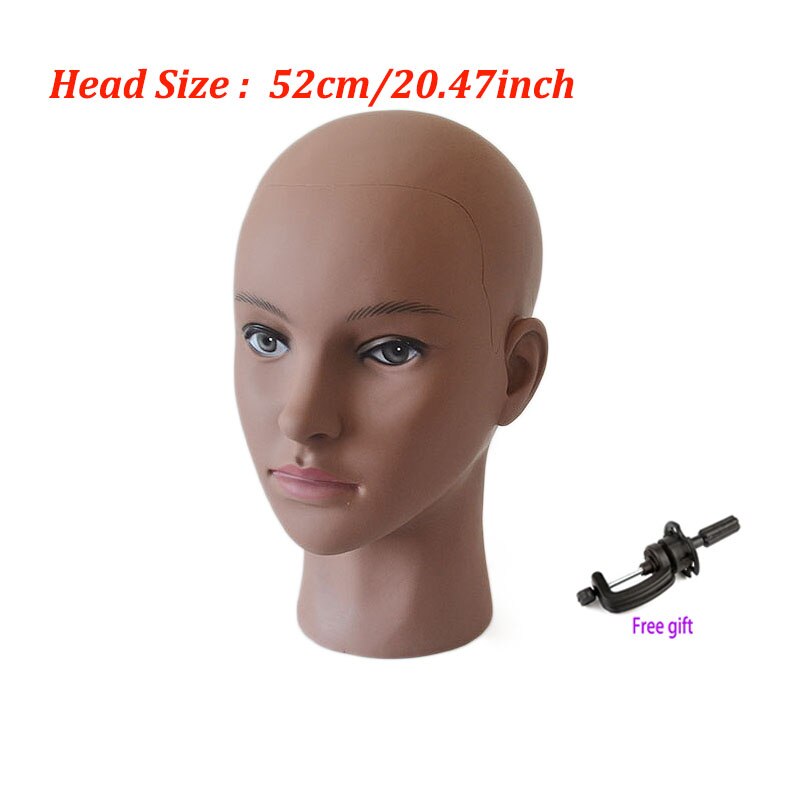 55cm Bald Mannequin Head With Clamp Cosmetology Manikin Head For Makeup Practice Female Maniqui Head For Wig Making Hat Display: Orange