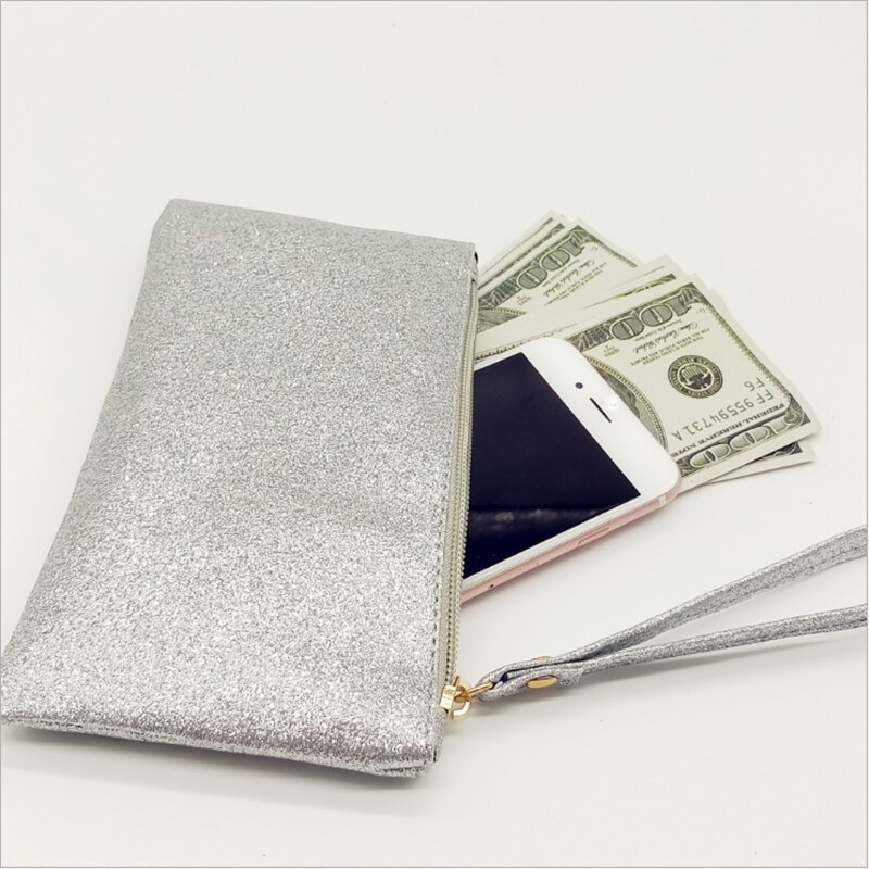 Lkeep bling bling myntveske menn kvinner lommebøker pvc bag glidelås liten mini clutch telefon armbånd merke fest veske