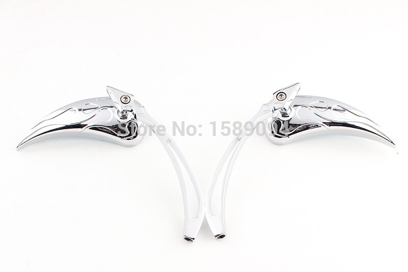 CHROME MOTORCYCLE FLAME TEARDROP MINI MIRRORS 8MM 10MM REAR VIEW SIDE MIRROR