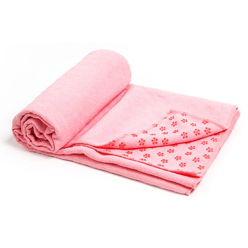 Yogamåttebetræk håndklæde skridsikkert tæppe pilates træning fitnessmåtte svedabsorberende anti -glid mikrofiber træningssport med taske: Lyserød