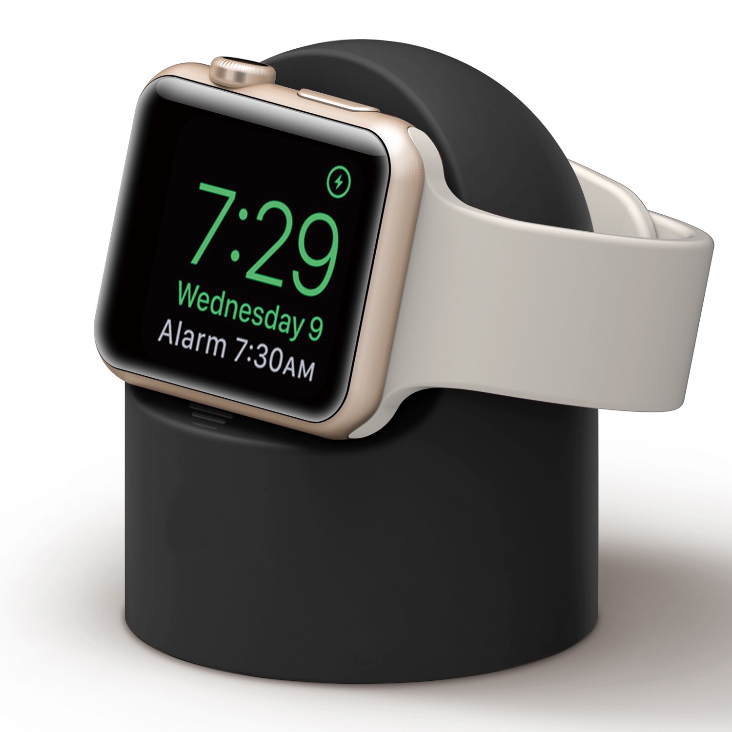 Support de chargeur pour Apple Watch, iWatch Ultra/8/SE2/7/6/SE/4/3 49mm/45mm/44mm/42mm/41mm/40mm/38mm, table de nuit en Silicone Durable: Black