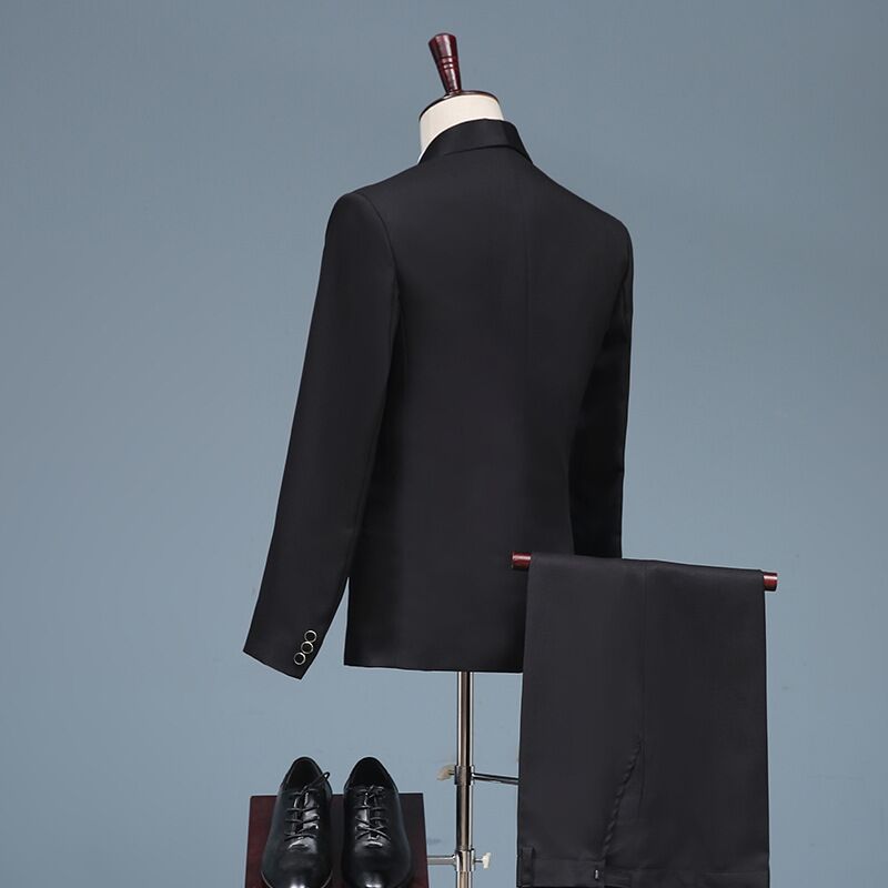 Trajes negros elegantes para hombre, ropa de cantante de escenario, novio, chaqueta, pantalones, 2 piezas, novedad